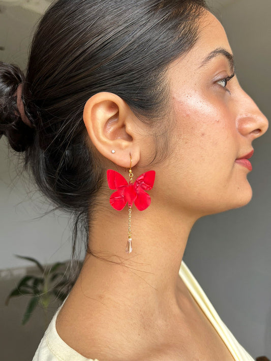 Red Butterfly Dangle Earring