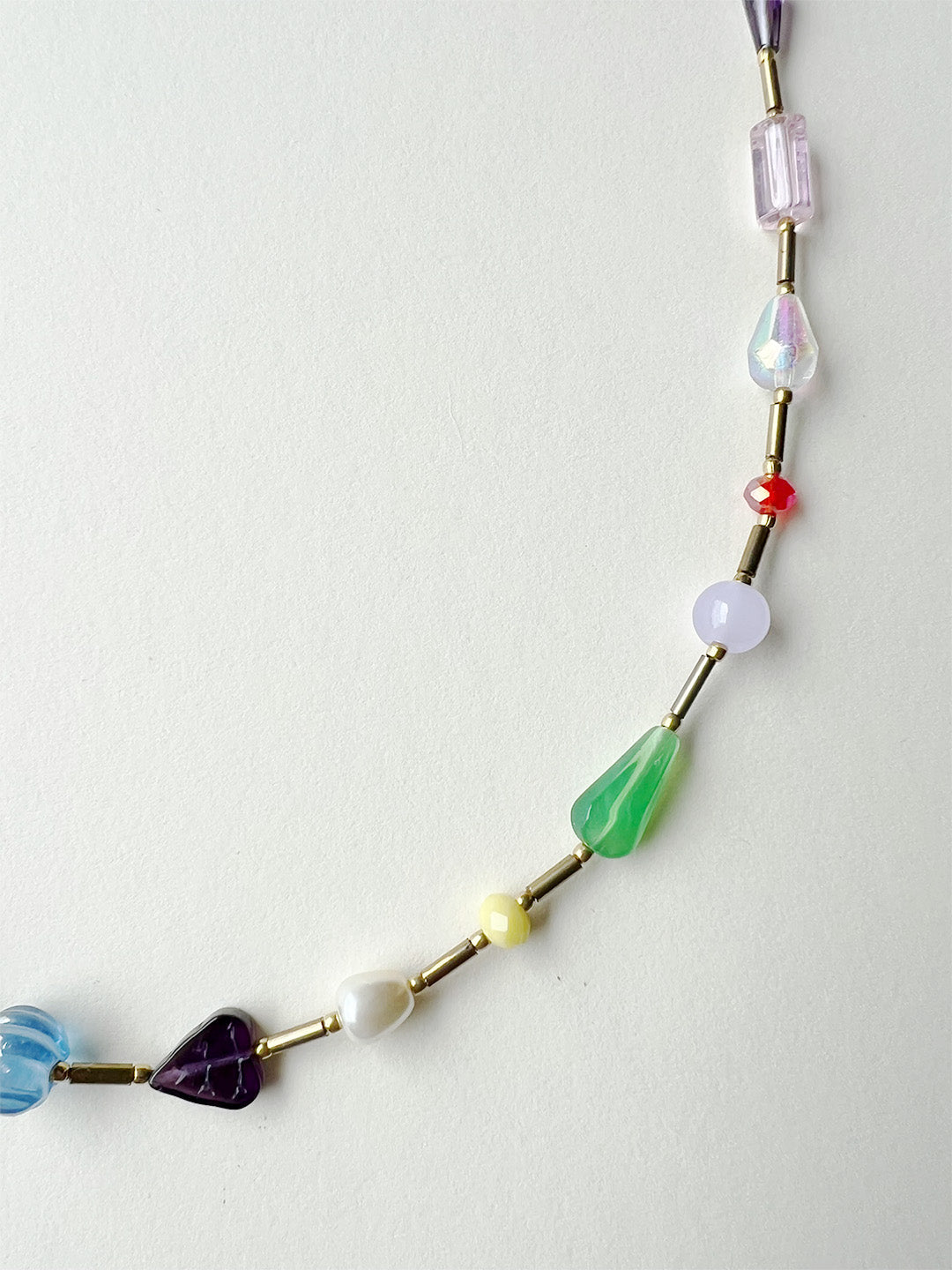 Assorted Beads Layered Necklace With Sakura Charm
