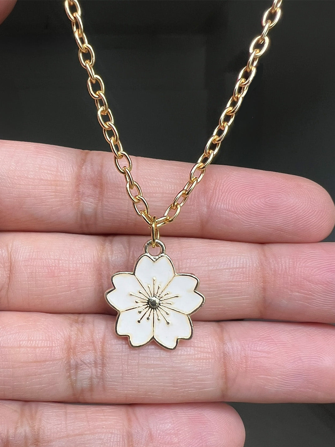 Assorted Beads Layered Necklace With Sakura Charm