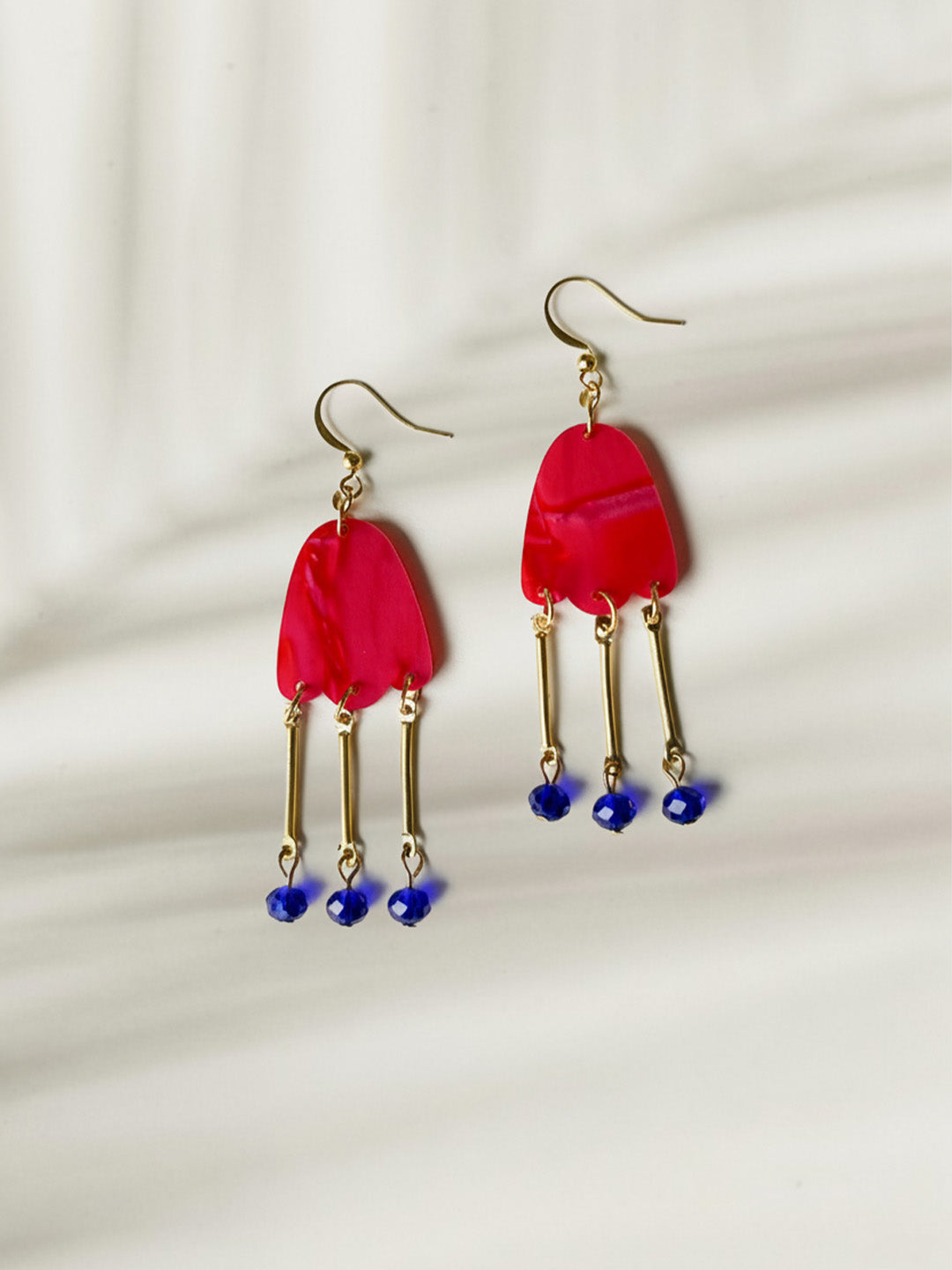 Red Tulip Dangle Earrings