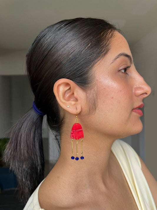 Red Tulip Dangle Earrings