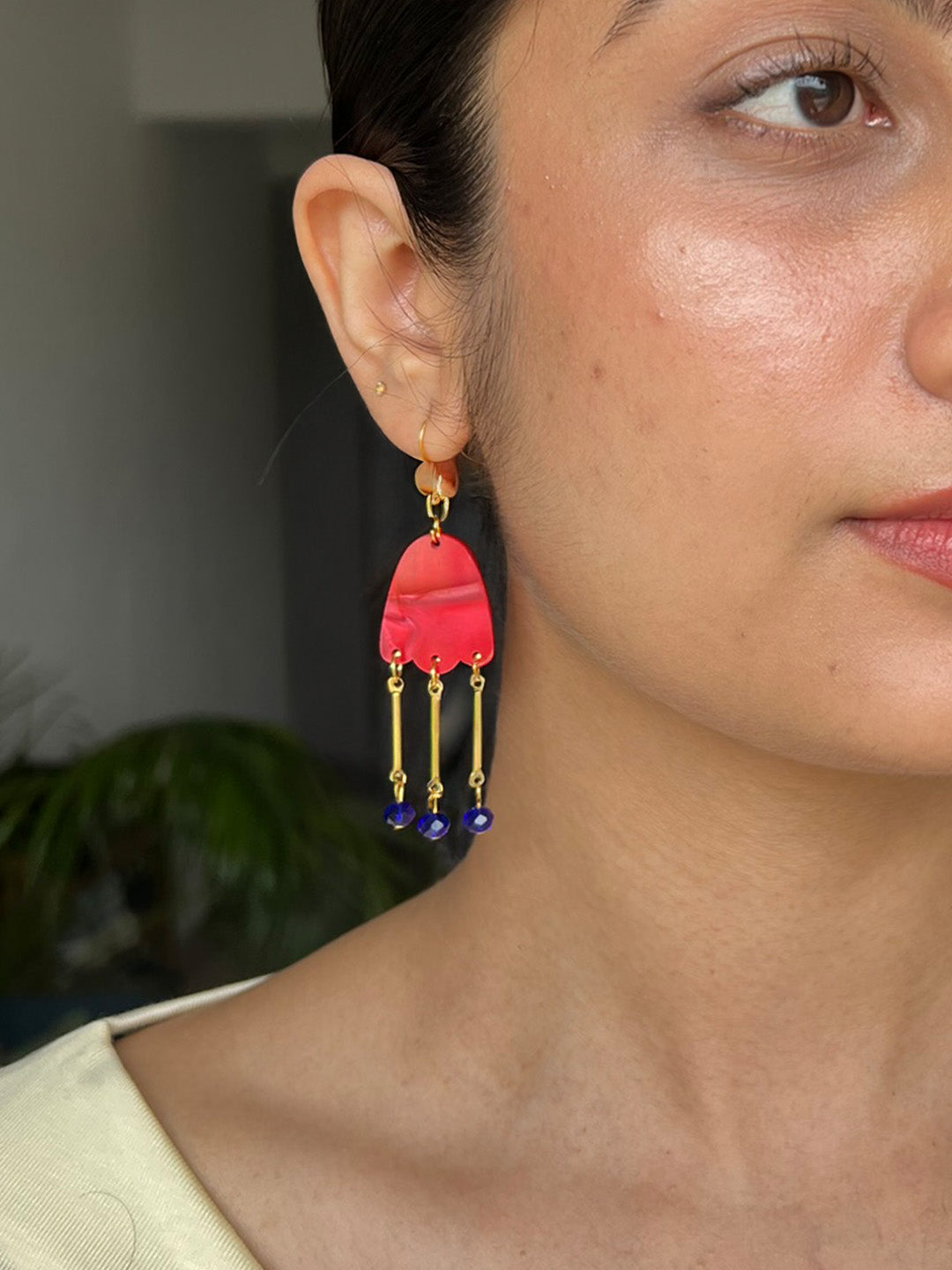 Red Tulip Dangle Earrings