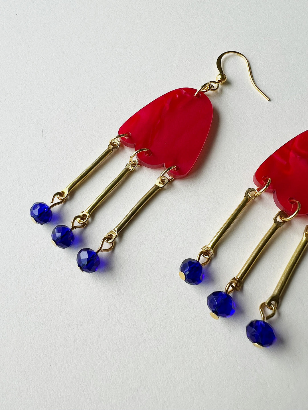 Red Tulip Dangle Earrings