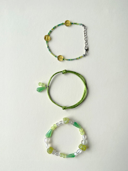 Stackable Bead & Charm Bracelets - Green