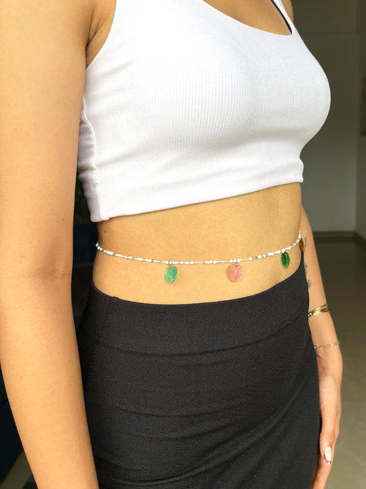 Multicolour Leaf Charm Beaded Waistchain