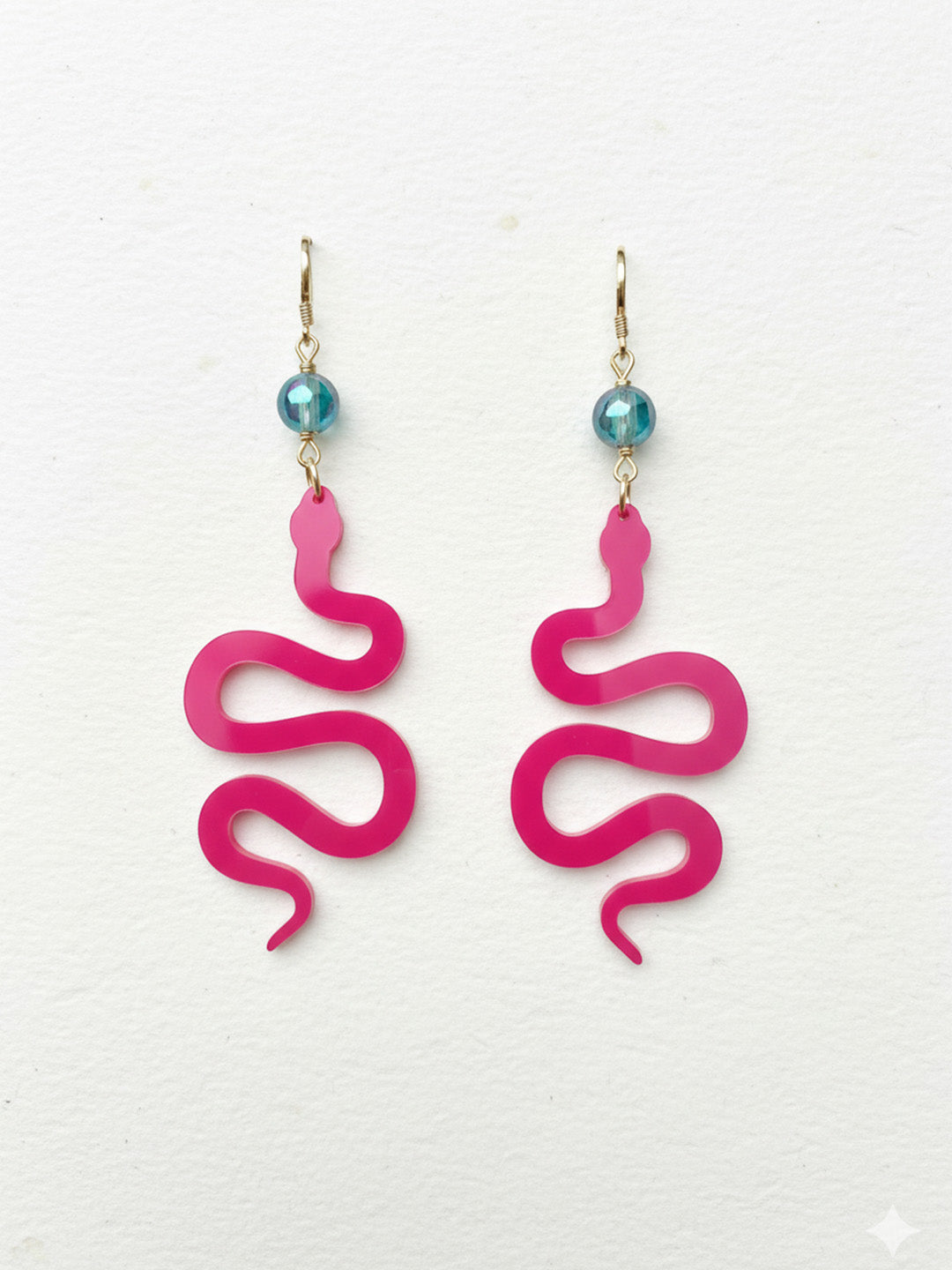 Vibrant Magenta Wavy Snake Earrings