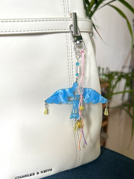 Blue Bird Cord & Bead Bag Charm