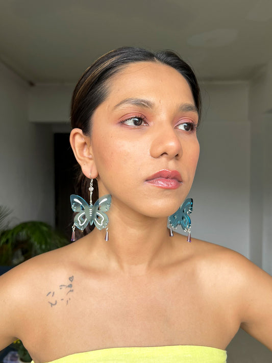 Blue Butterfly Dangling Earrings