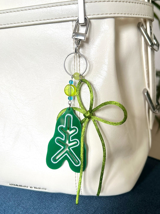 Green Leaf Bow Charm