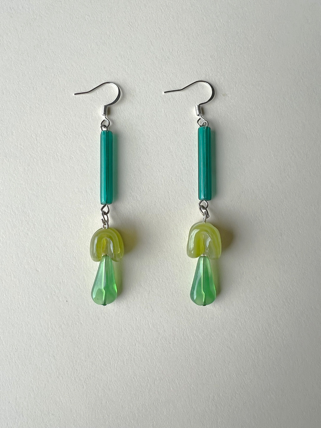Green Glass Stem Earrings