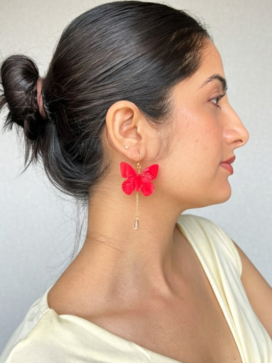 Red Butterfly Dangle Earring