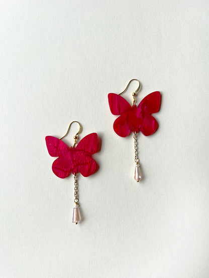 Red Butterfly Dangle Earring