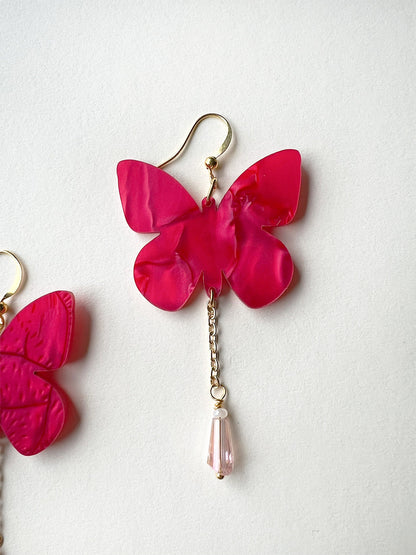 Red Butterfly Dangle Earring