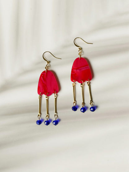 Red Tulip Dangle Earrings
