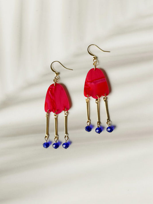 Red Tulip Dangle Earrings