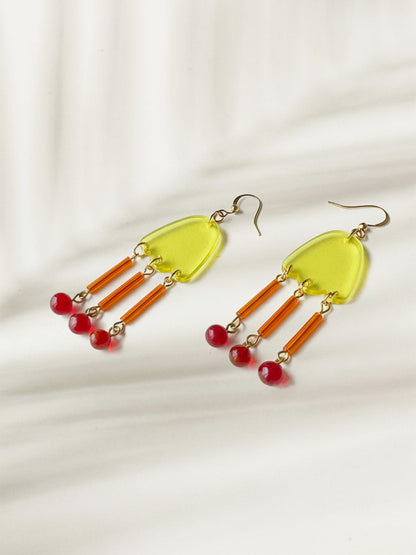 Yellow Tulip Dangle Earrings