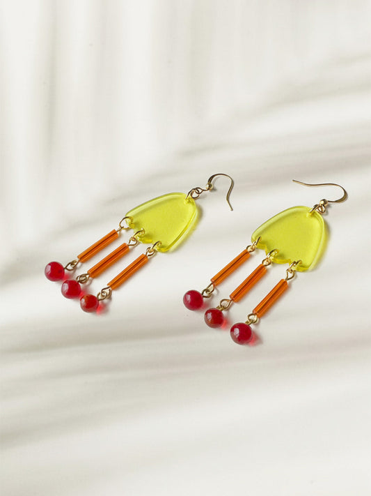 Yellow Tulip Dangle Earrings