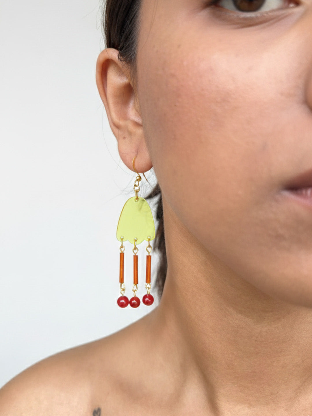 Yellow Tulip Dangle Earrings