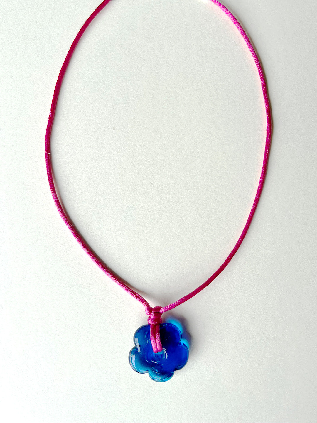 Blue Flower Pendant Cord Necklace