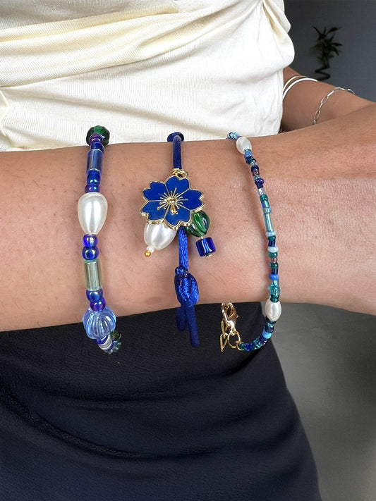 Stackable Bead & Charm Bracelets - Blue