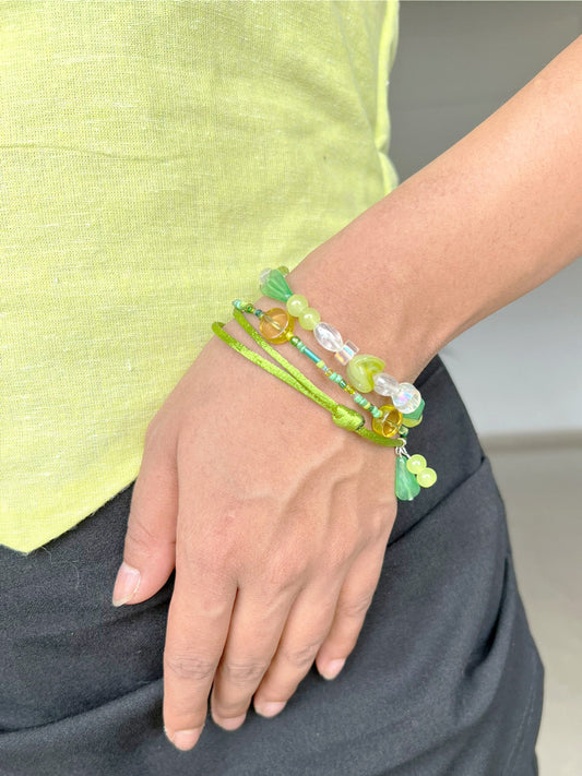Stackable Bead & Charm Bracelets - Green