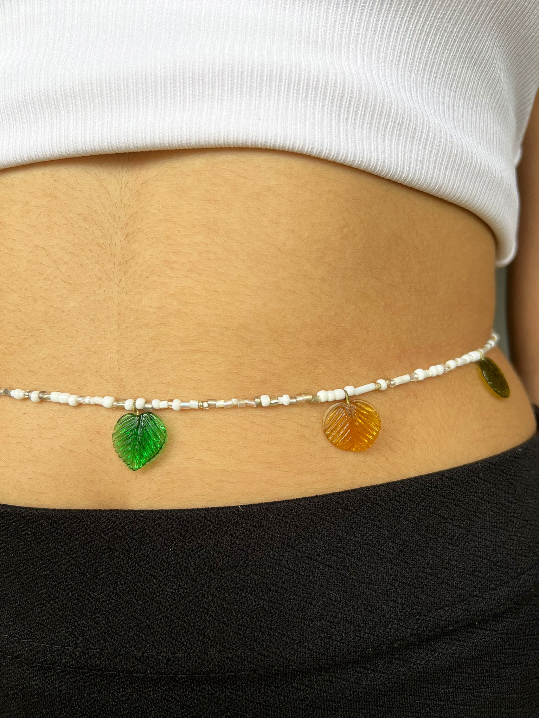 Multicolour Leaf Charm Beaded Waistchain