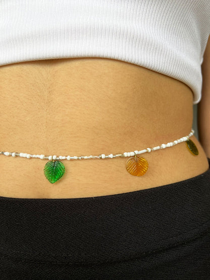 Multicolour Leaf Charm Beaded Waistchain
