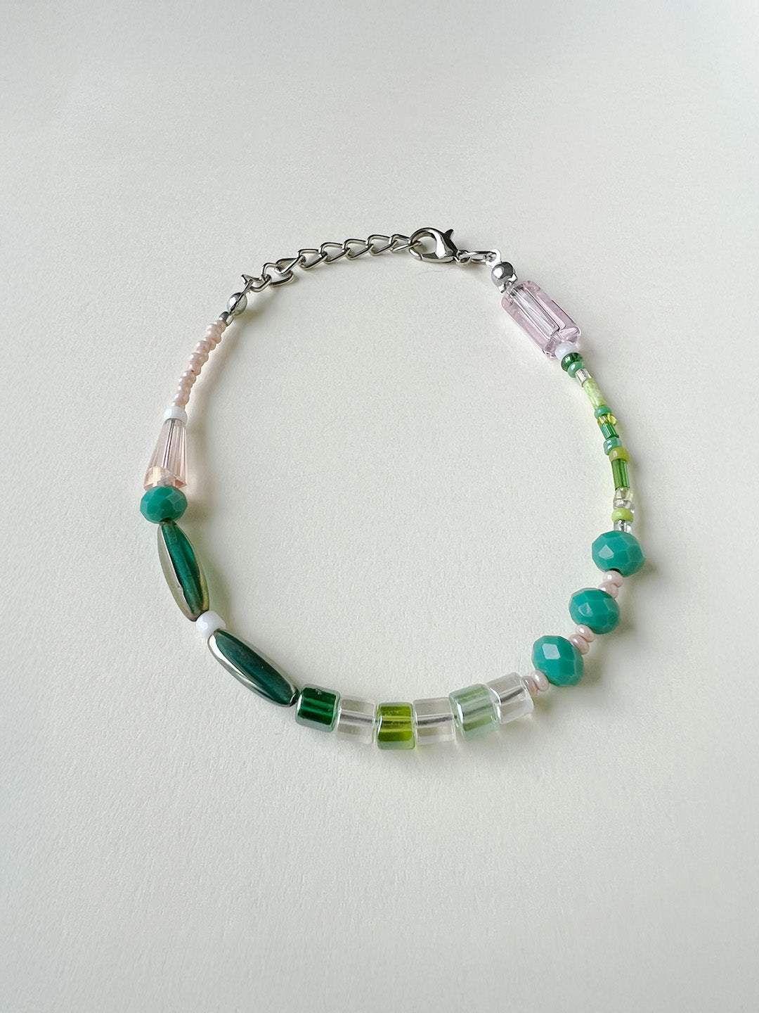 Green & Pink Mixed Beads Bracelet