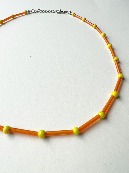 Orange & Yellow Glass Tube Necklace