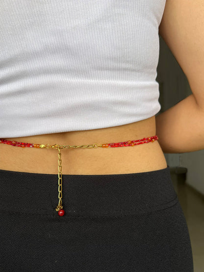 Butterfly Two Layer Beaded Waist Chain
