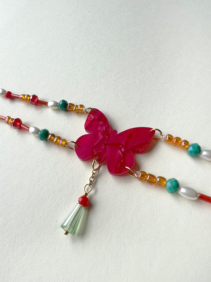 Butterfly Two Layer Beaded Waist Chain