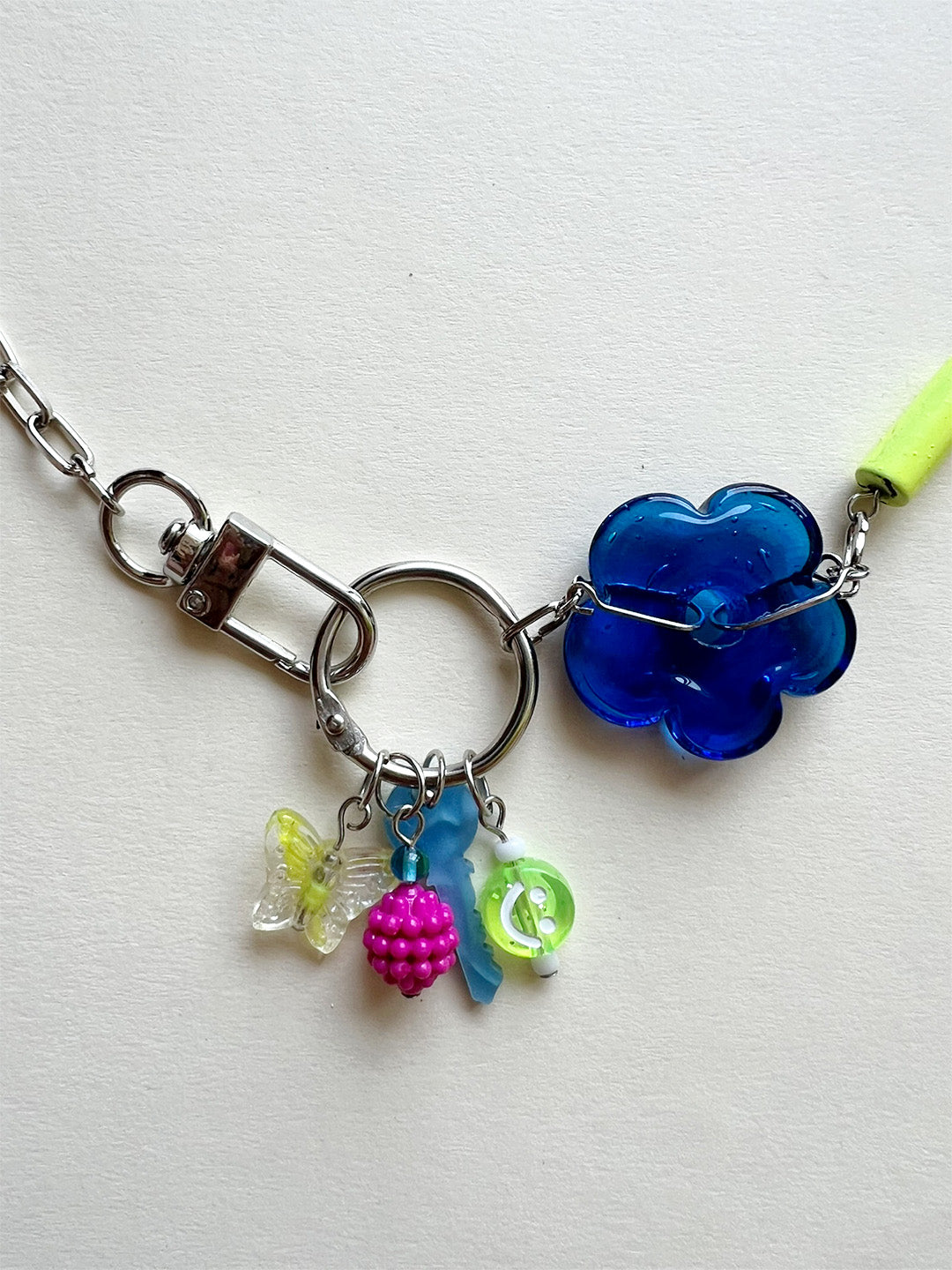 Indigo Bloom – One-of-a-Kind Industrial Charm Necklace | Y2K Aesthetic