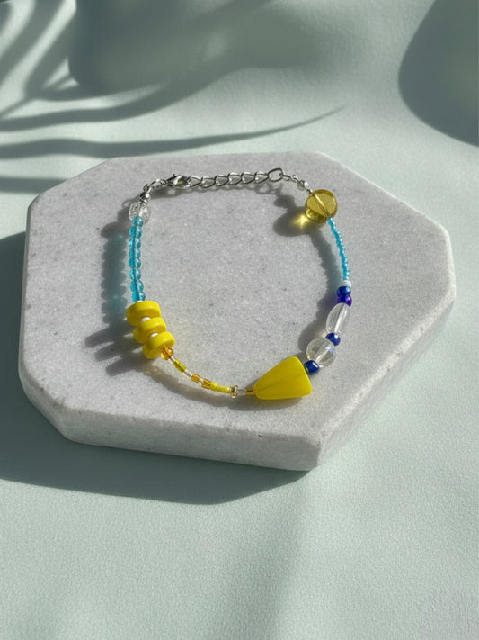 Blue & Yellow Mixed Beads Bracelet