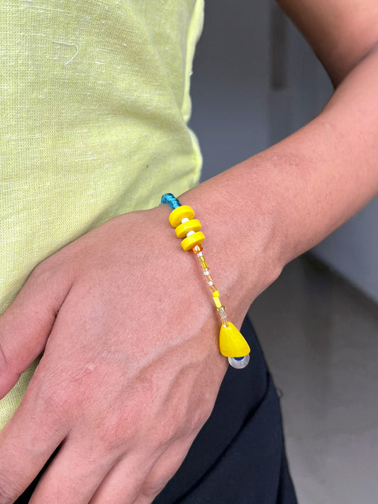 Blue & Yellow Mixed Beads Bracelet