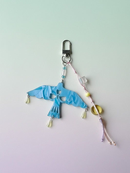 Blue Bird Cord & Bead Bag Charm