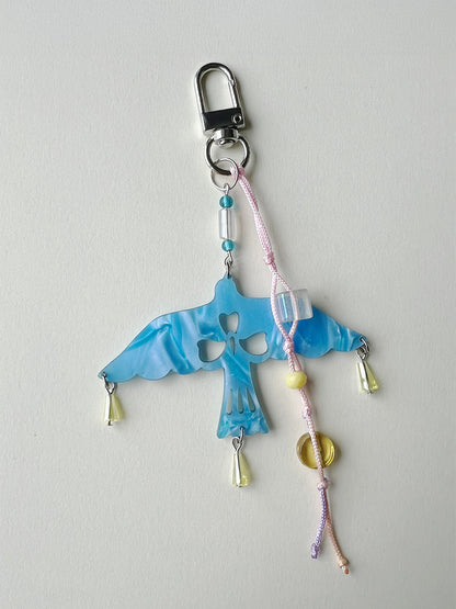 Blue Bird Cord & Bead Bag Charm