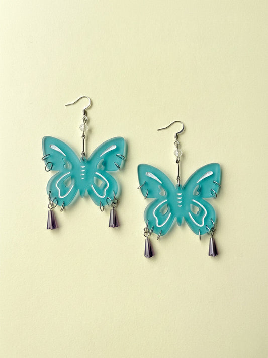 Blue Butterfly Dangling Earrings