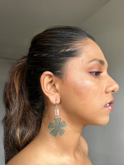 Aqua Flower Drop Earrings