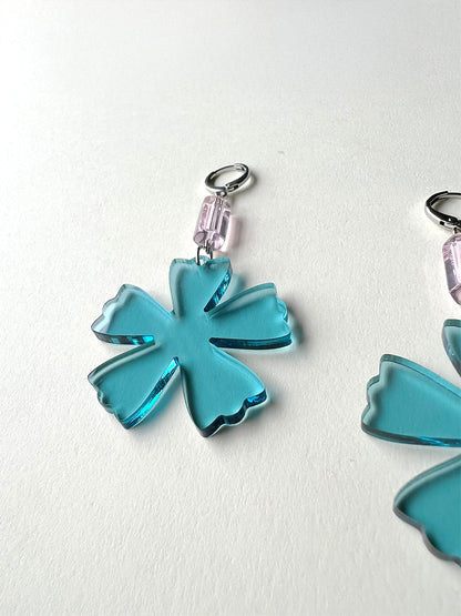 Aqua Flower Drop Earrings